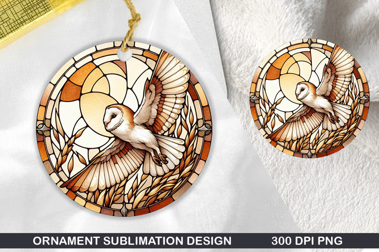 Cute Owl Stained Glass Ornament PNG, Digital Download File