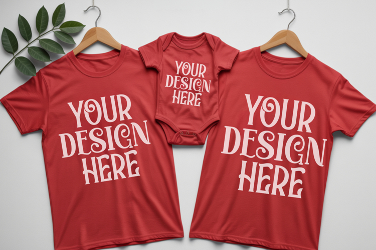 Christmas Family Matching Group T-Shirt Mockups | Holiday Fl