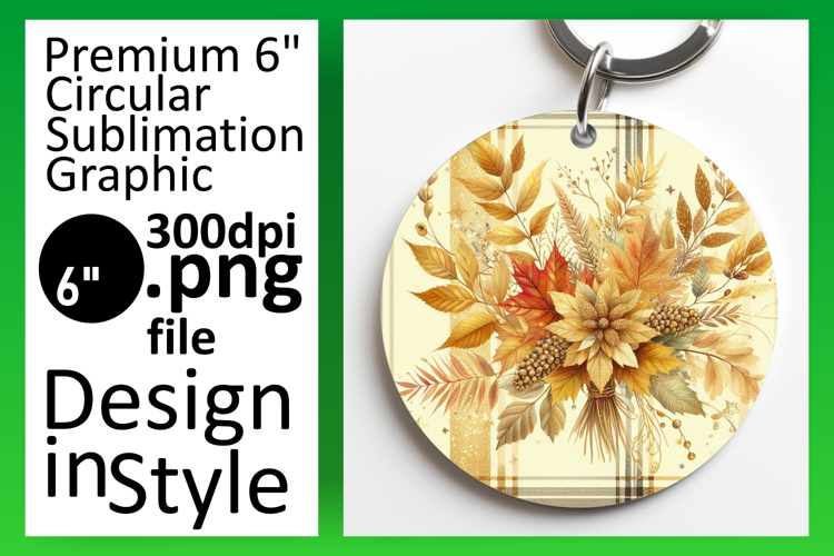 Colorful Round Design Keychain Artwork , Autumn Flower