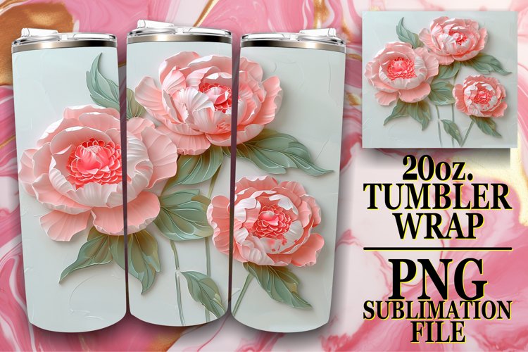 White Bloom Harmony: 3D Tumbler Sublimation
