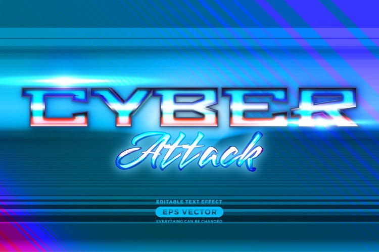 Cyber attack text effect style with retro vibrant theme