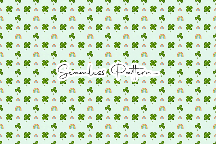 Lucky Rainbow Shamrock Seamless Pattern