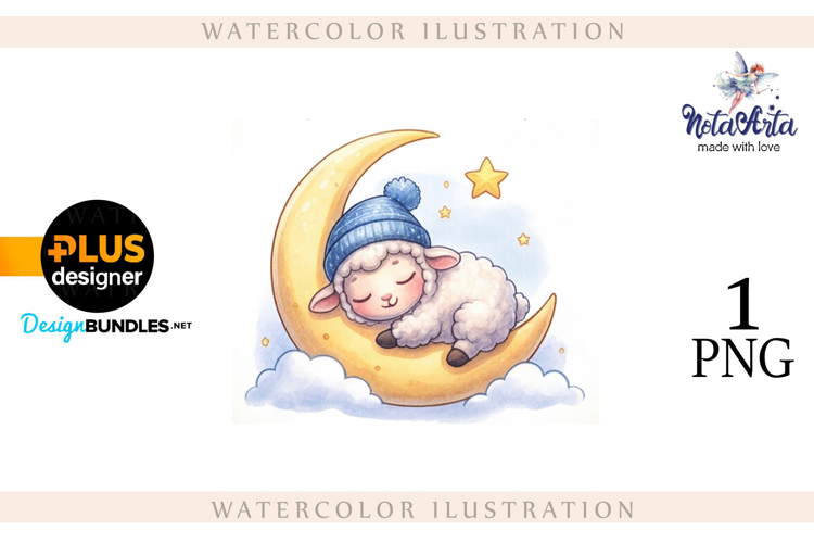 Christmas Sheep in Watercolor Style