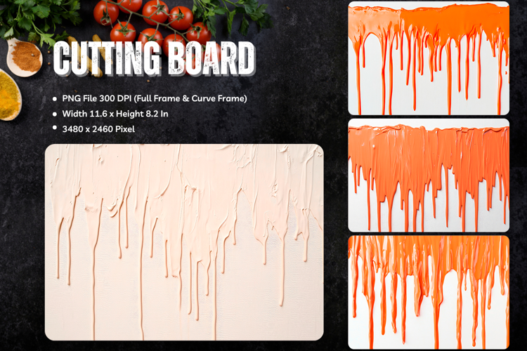 Watercolor Drips Cutting Board Colorful Dripping Border_161