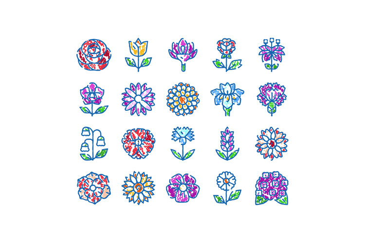 Colorful doodle flowers representing nature and botanical el