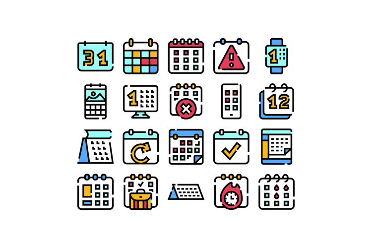Calendar and schedule management planning reminder icons