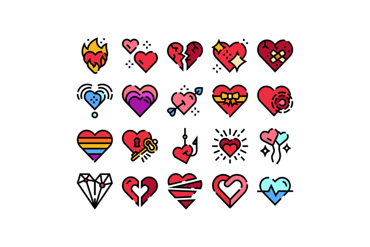 Hearts icons showing love, romance, passion emotions