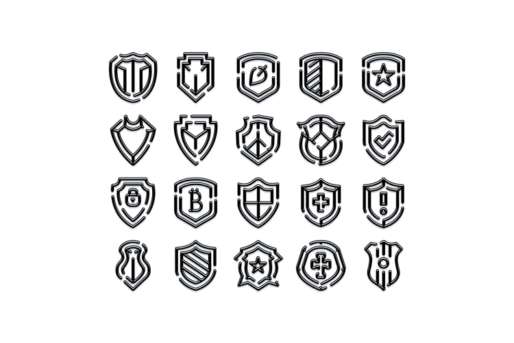 Shield icons vector set providing protection and security co