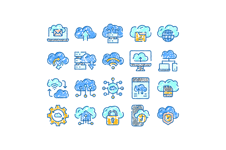 Cloud computing icons presenting data storage network
