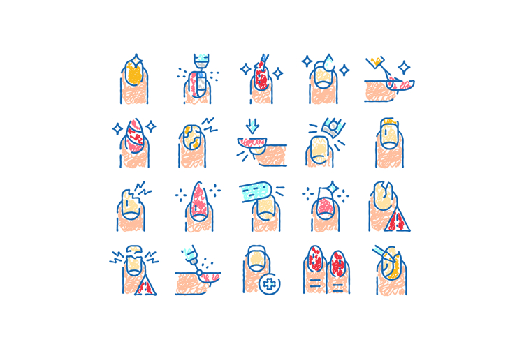 Nail manicure and health care procedures collection