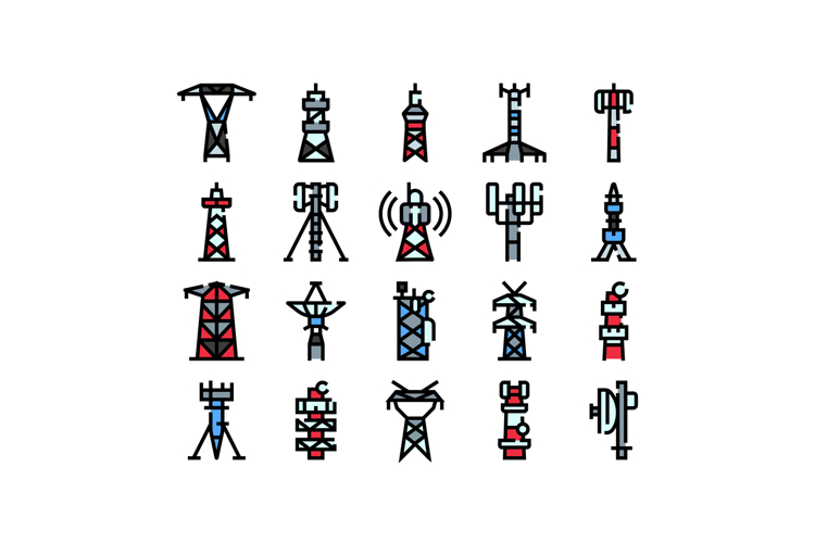 Communication towers transmitting signals for wireless techn