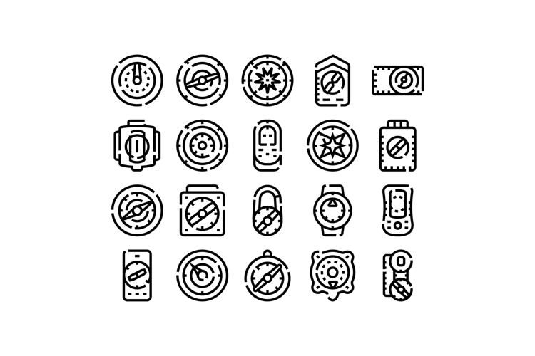 Compasses and navigation icons outlining direction finding t