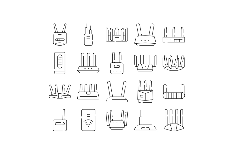 Wireless router and modem collection showcasing internet net