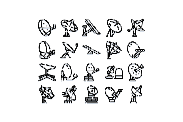 Satellite antenna dishes receiving sending communication sig