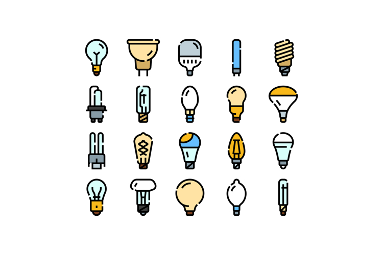 Light bulb collection electricity illuminating different lam