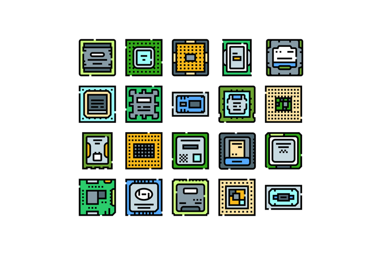 Cpu processor microprocessor computer chip technology icon s