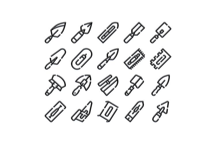 Construction masonry trowel and hand tool icons