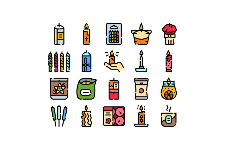 Aromatic burning candles collection depicting spa and relax