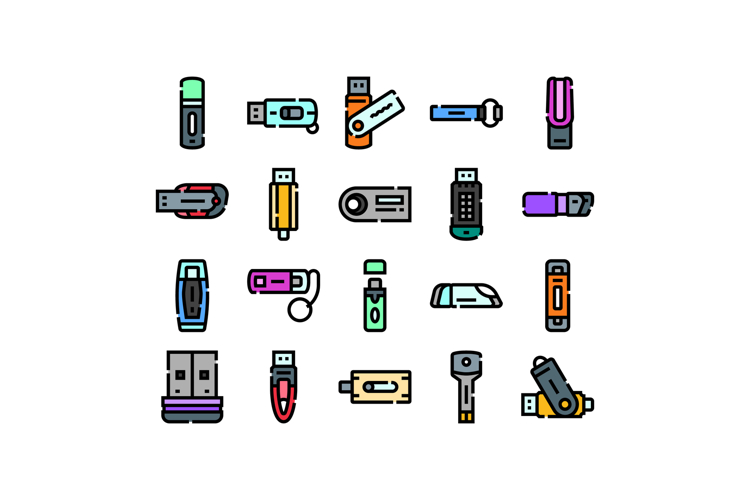 Usb flash drives collection for data storage and technology