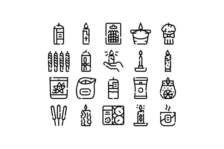 Aromatic burning candles and wax product collection