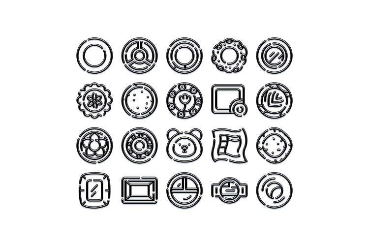 Abstract line art icons collection with various shapes