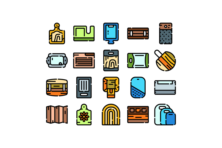 Cutting board kitchen utensil collection vector icons