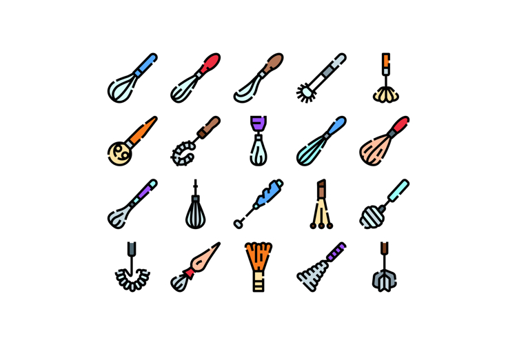 Collection of kitchen whisks and mixing utensils seamless pa