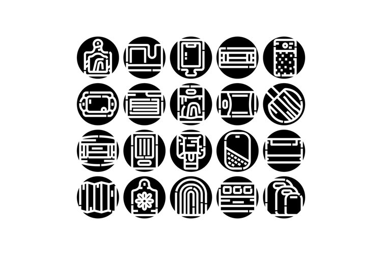 Kitchen utensils and food preparation tools glyph icons set