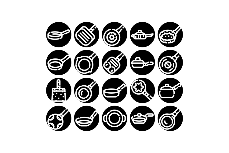 Cooking kitchenware symbol set for food preparation