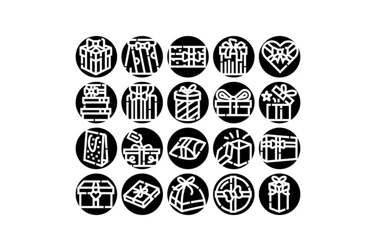 Collection of gift box icons for celebrations