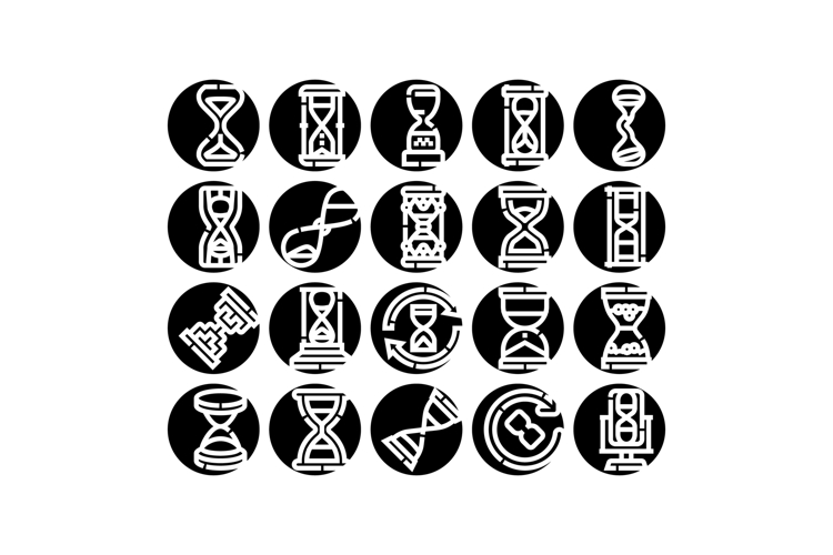 Hourglass time measurement icons collection for countdown