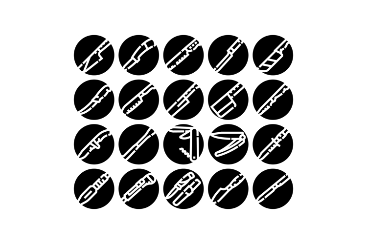 Collection of knife and cutlery icons for various concepts