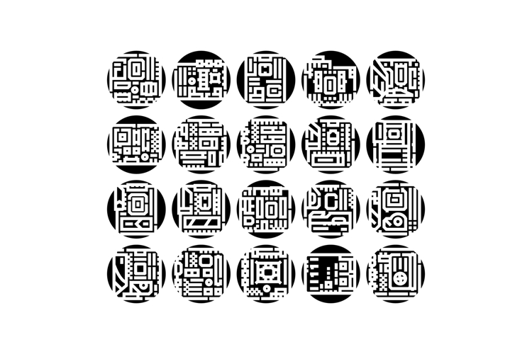 Digital maze patterns creating abstract circuit board design