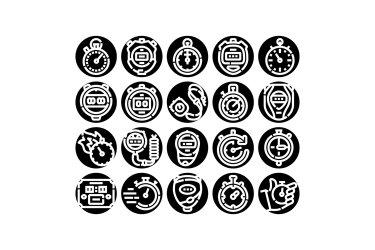 Stopwatch and timer measuring time icon collection