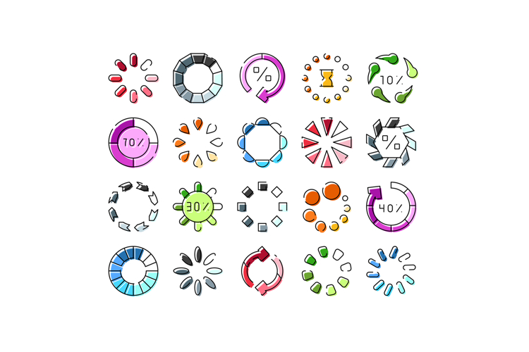 Loading bars and progress icons collection