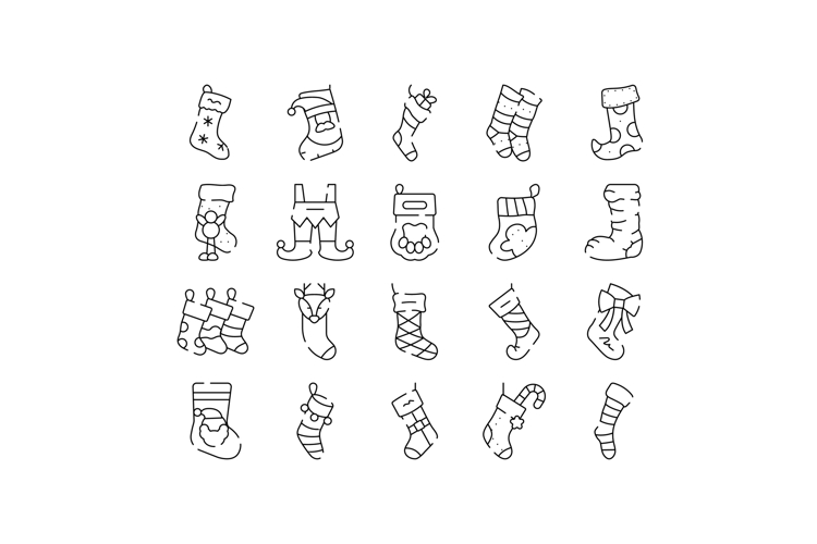 Collection of festive winter holiday christmas stockings