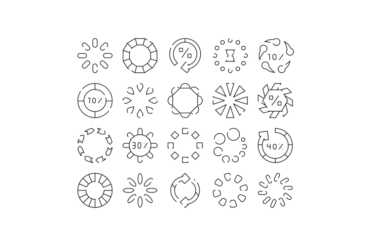 Loading and buffering progress interface icons collection