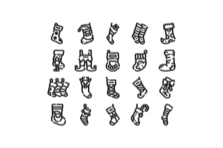 Christmas stockings line art collection celebrating holiday