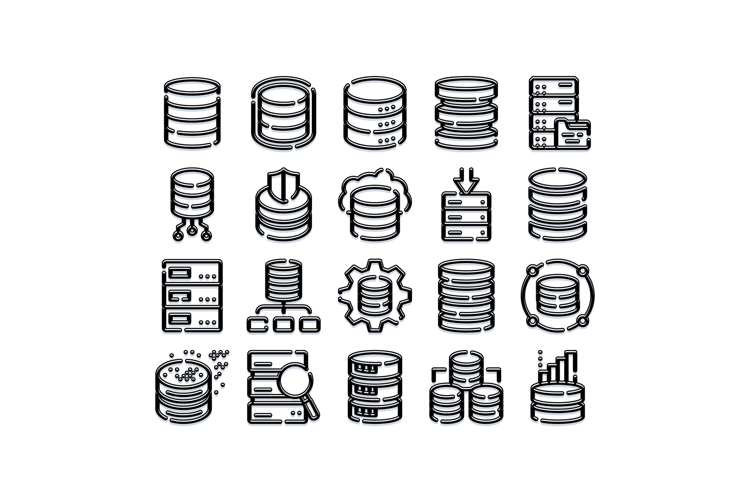 Database and network icons for data management
