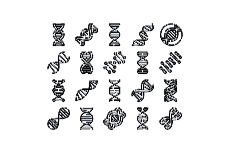 Dna double helix icon set for genetics research