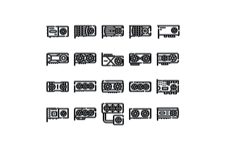 Graphic processing unit icons creating a technology collecti