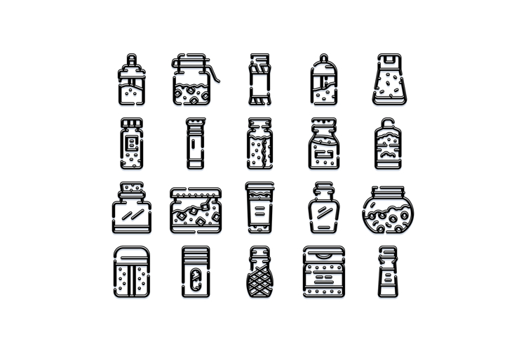 Collection of condiment and spice jar icons