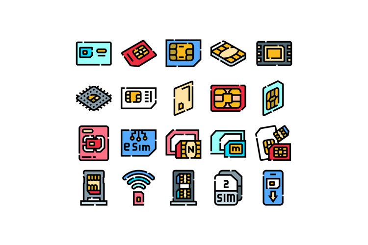 Mobile device sim and esim cards collection