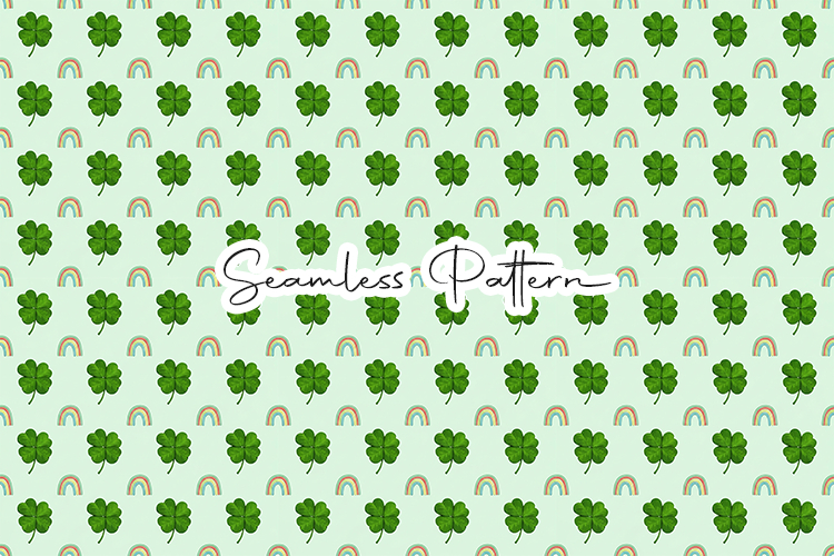Realistic Shamrock Rainbow Seamless - Leprechaun & Clovers