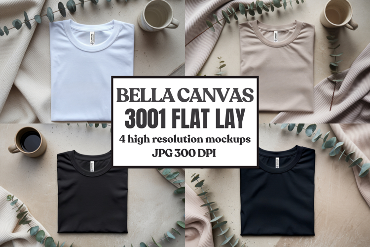 Folded Bella Canvas 3001 Flat Lay T-Shirt mockup