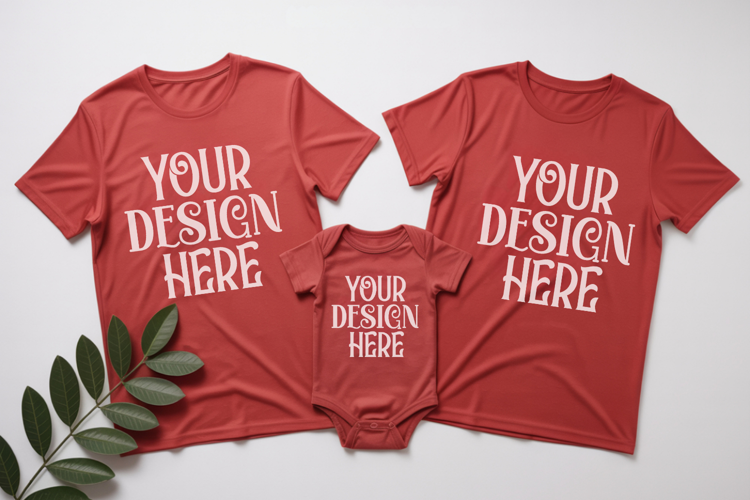 Christmas Family Matching Group T-Shirt Mockups | Holiday Fl
