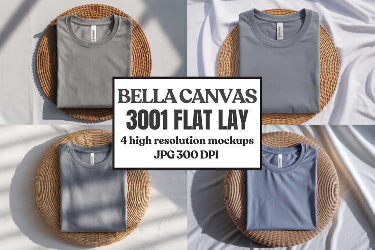 Bella Canvas 3001 Flat Lay T-Shirt Mockup
