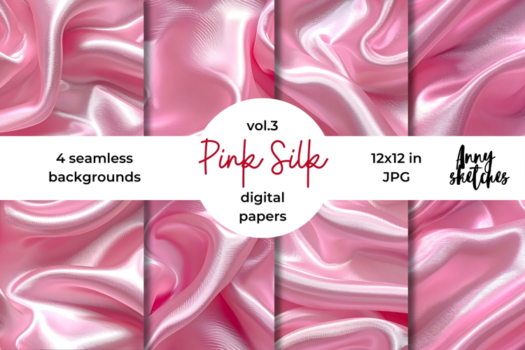 Pink Silk Digital Paper Kit Rococo Valentine Patterns