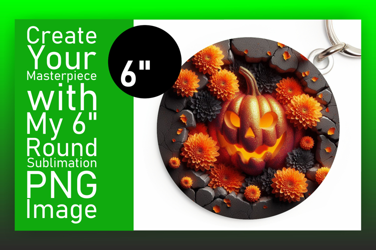Whimsical Round Design Keychain Template , 3D Pumpkin