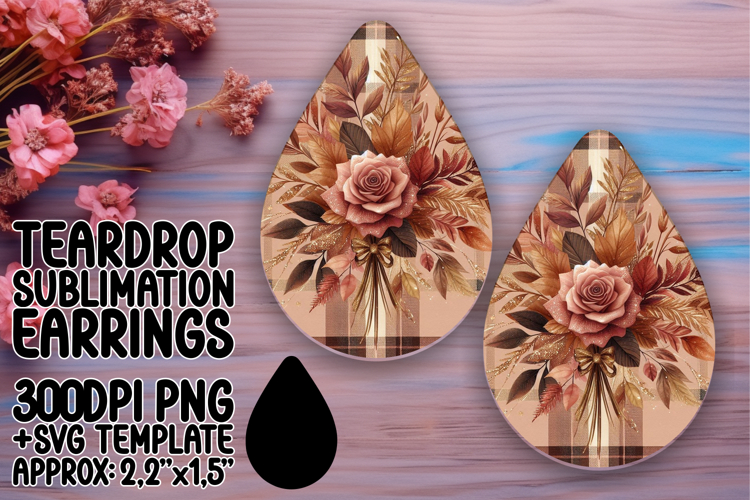 Cute Teardrop Design for Sublimation , Autumn Flower